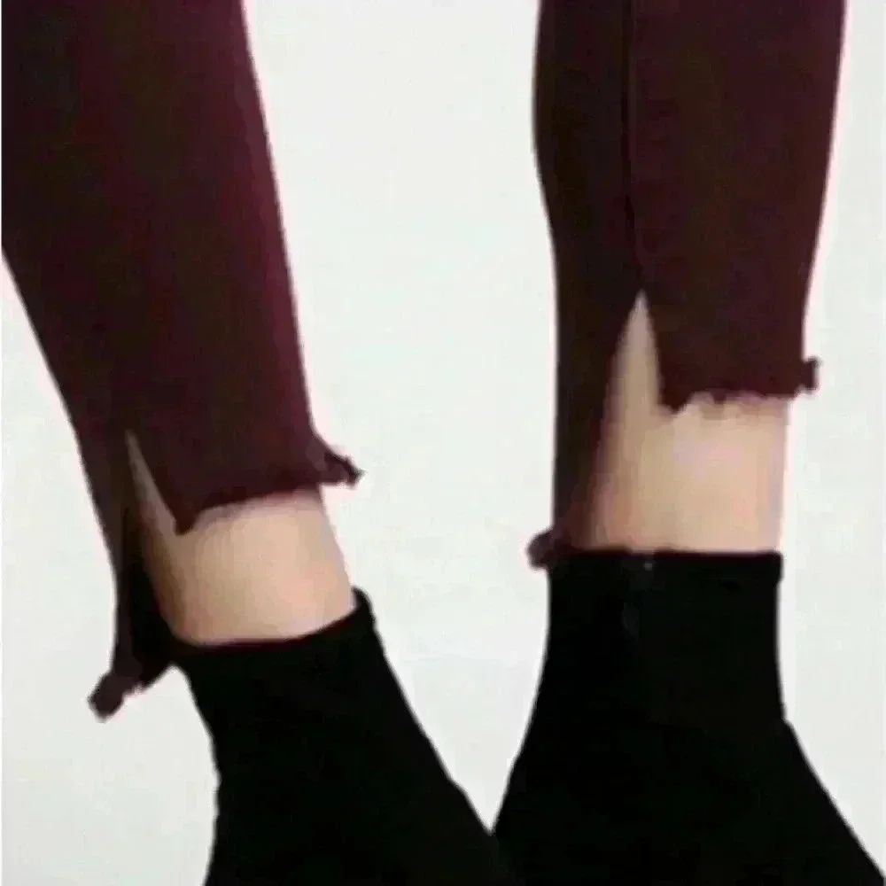 DL1961 NWT Womens Chrissy High-Rise Step-Hem Cropped Jeans Burgundy Size 24
